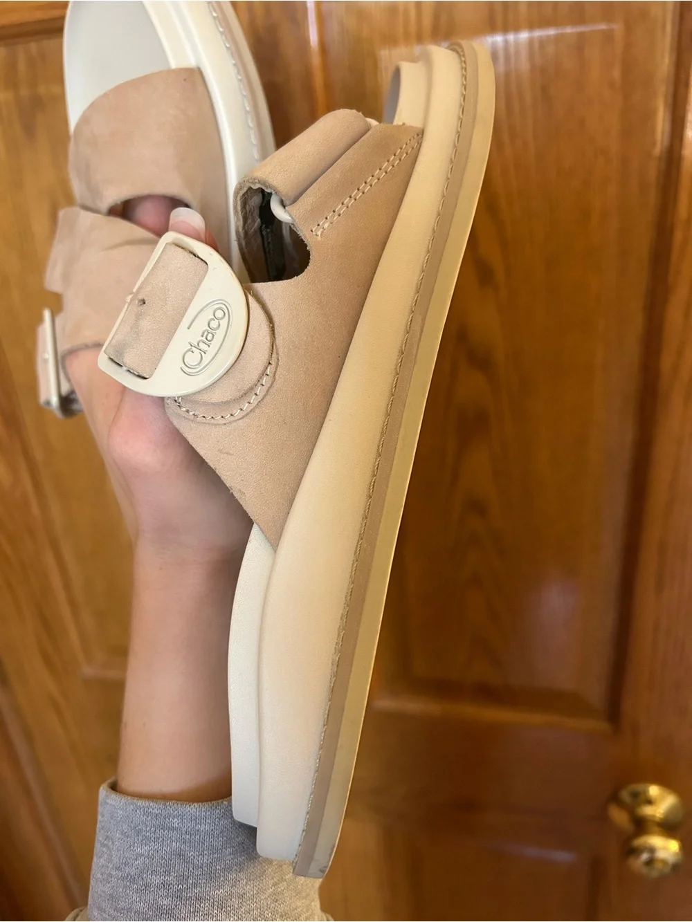 Chaco Tan Crossover Slide Sandals with Buckle